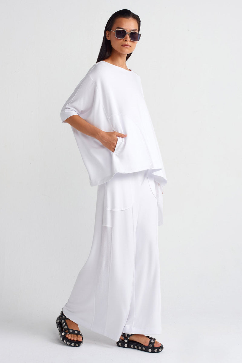 Nu Mesh Detail Pocket Blouse Off White