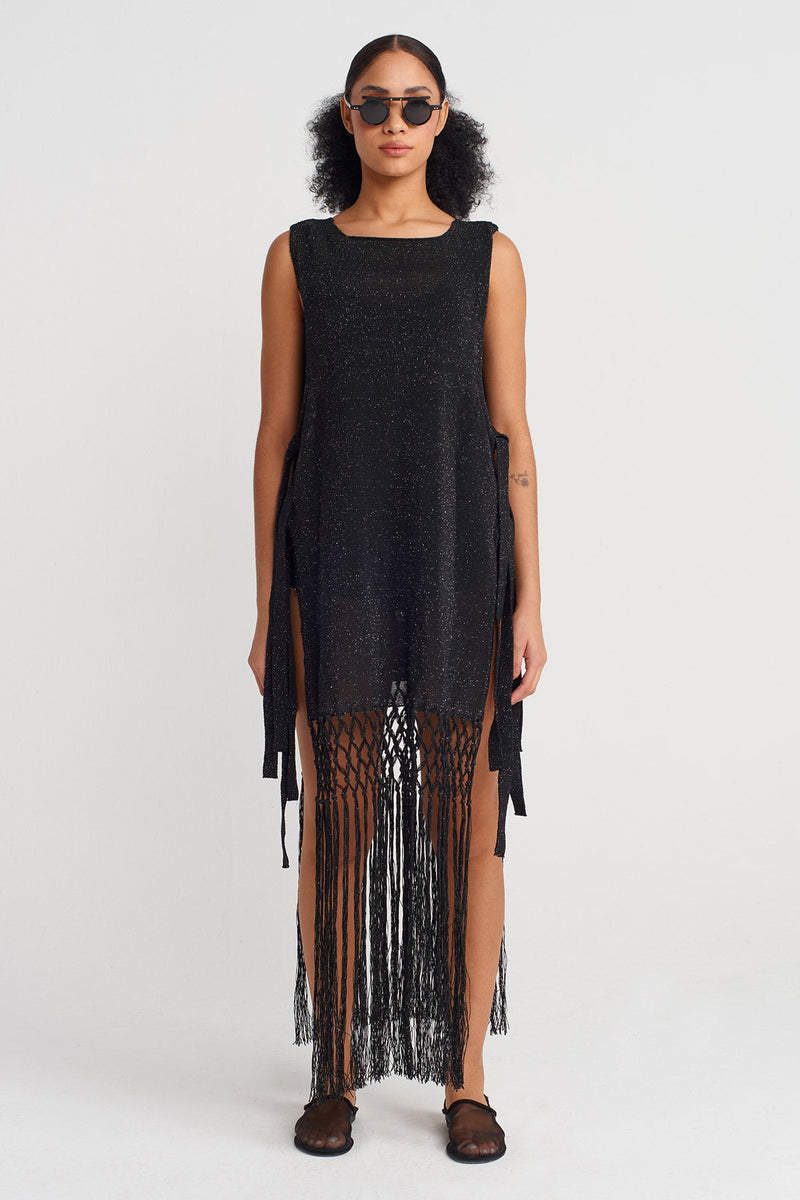 Nu Knit Tunic With Side Ties Black