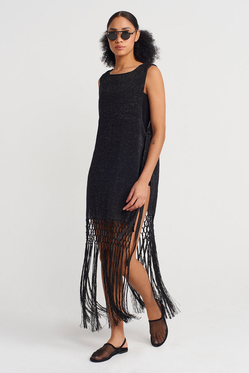 Nu Knit Tunic With Side Ties Black