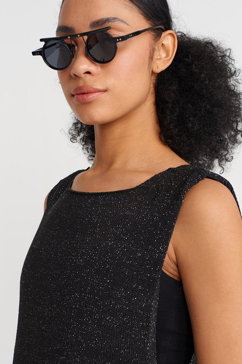 Nu Knit Tunic With Side Ties Black