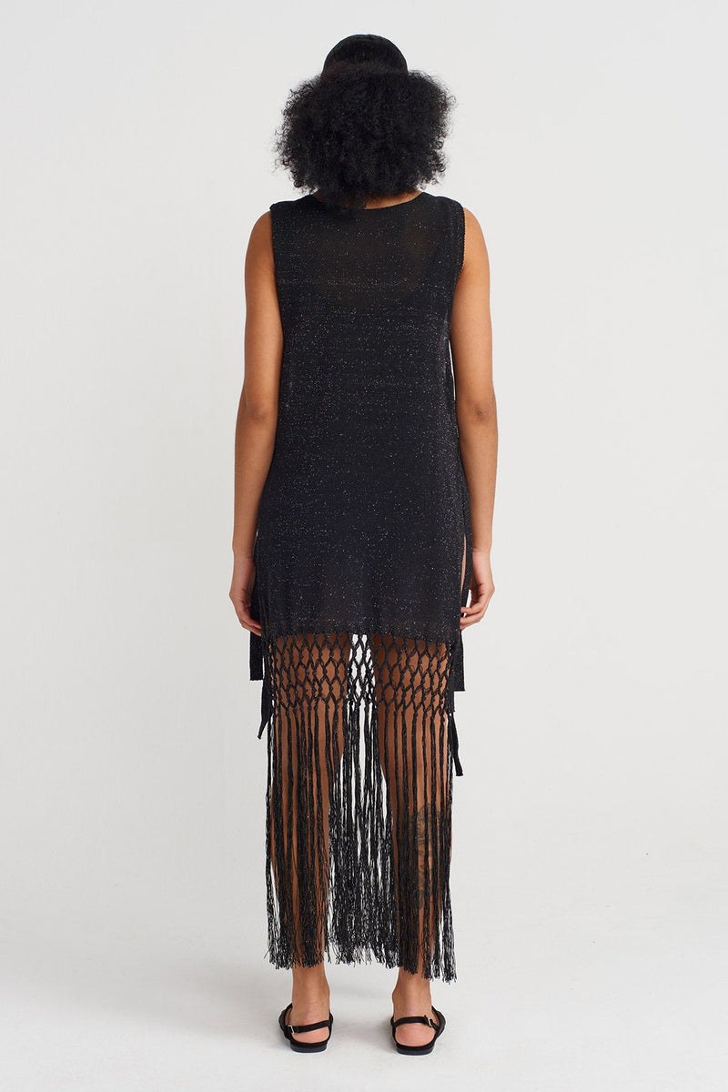 Nu Knit Tunic With Side Ties Black
