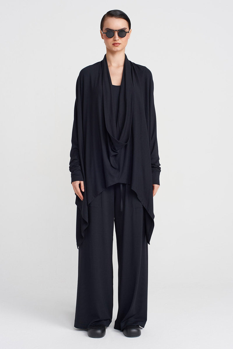 Nu Scarf Collar Blouse Black