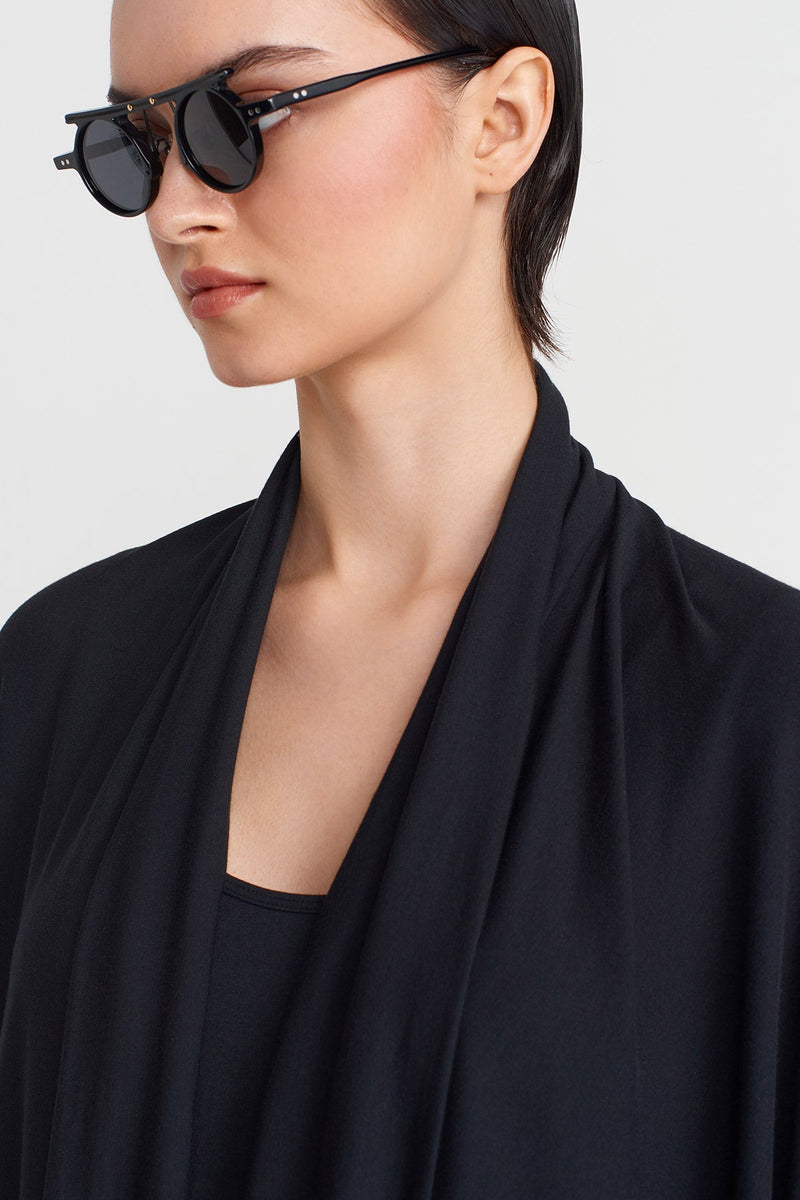 Nu Scarf Collar Blouse Black