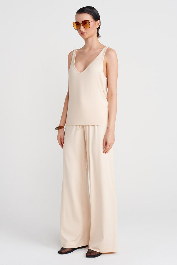 NU V-Neck Strap Top Natural