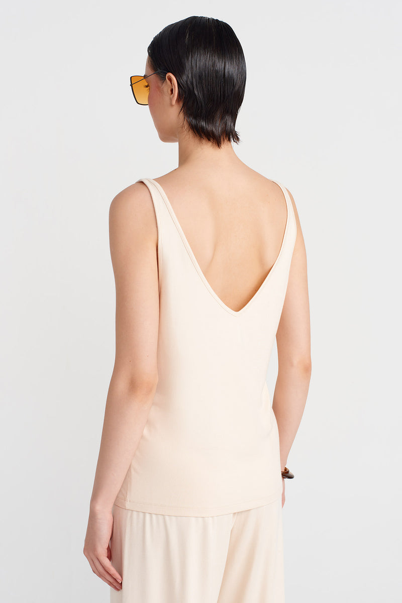 NU V-Neck Strap Top Natural
