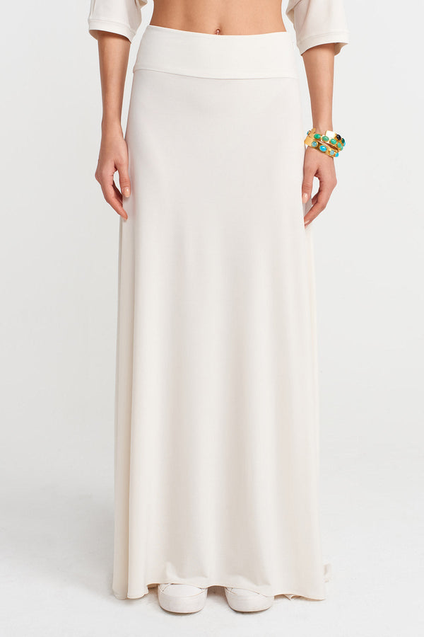 Nu Long Plain Jersey Skirt Ecru