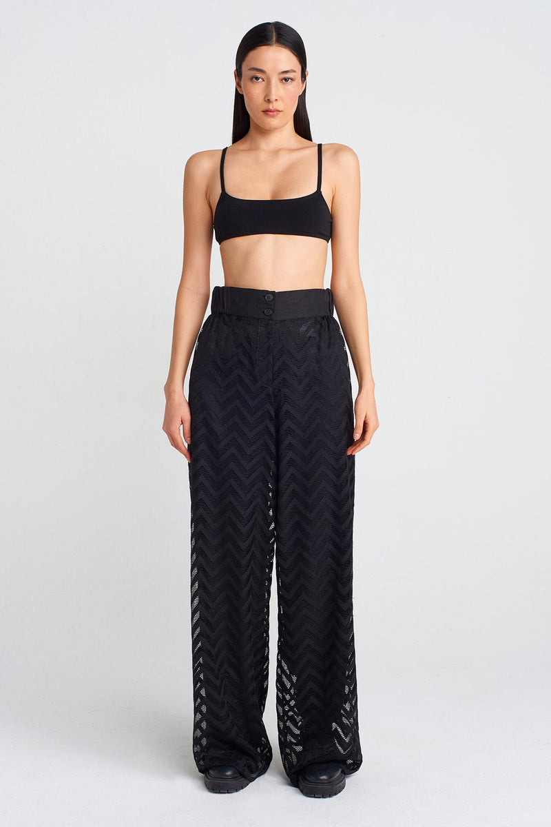 NU Zigzag Jacquard Tulle Pants Black