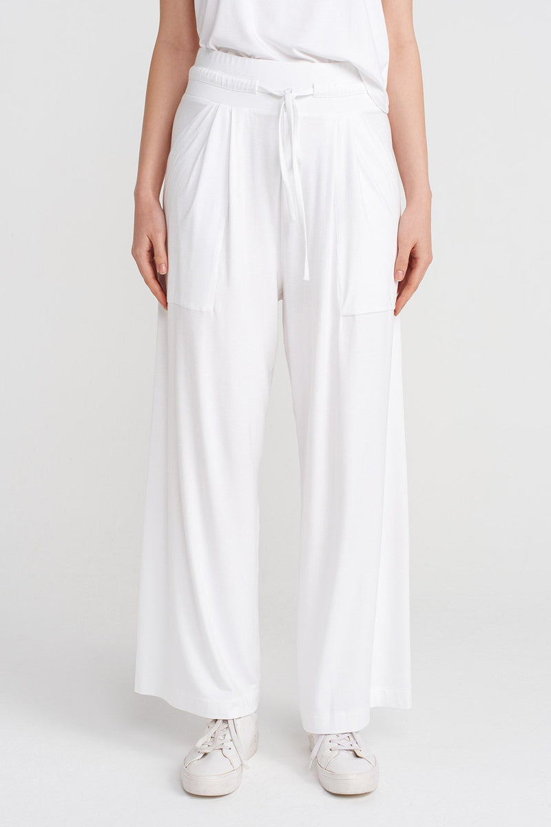Nu Drawstring High-Waisted Trousers Off White