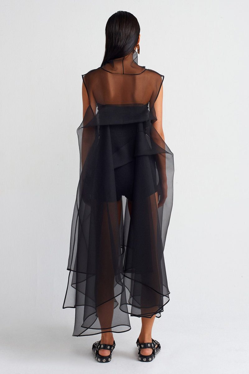 Nu Pleated Organza Dress Black