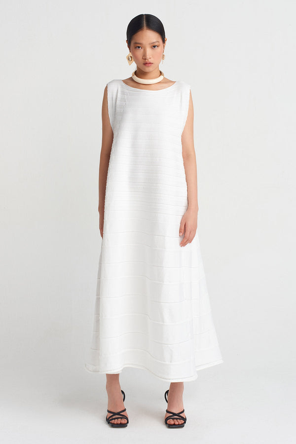 Nu Accordion Knit Dress Off White