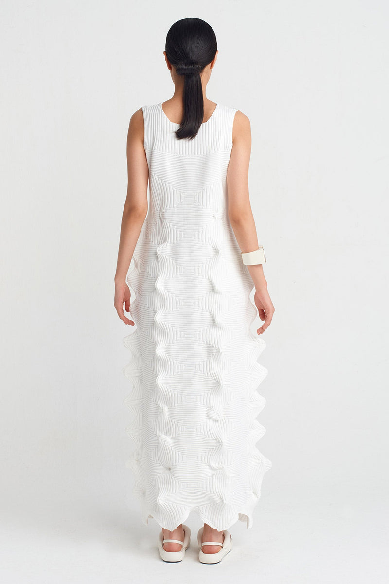 Nu Origami Knit Maxi Dress Off White