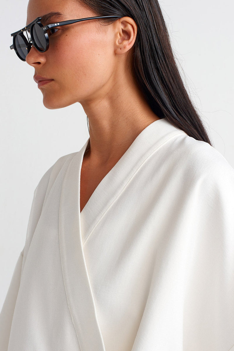 Nu Organza Detailed Kimono Off White