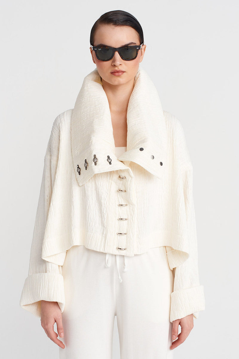 Nu High Collar Jacket Off White
