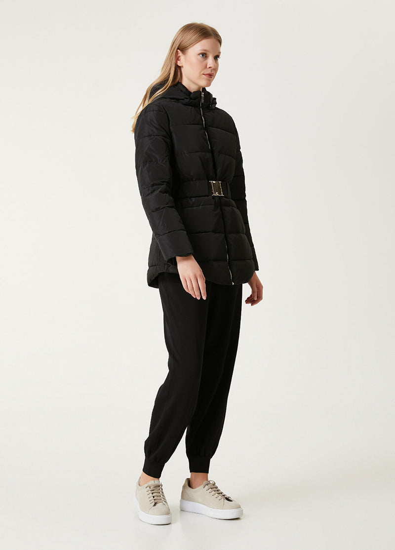 Beymen Club Hooded Lock Belt Detailed Puff Coat Black