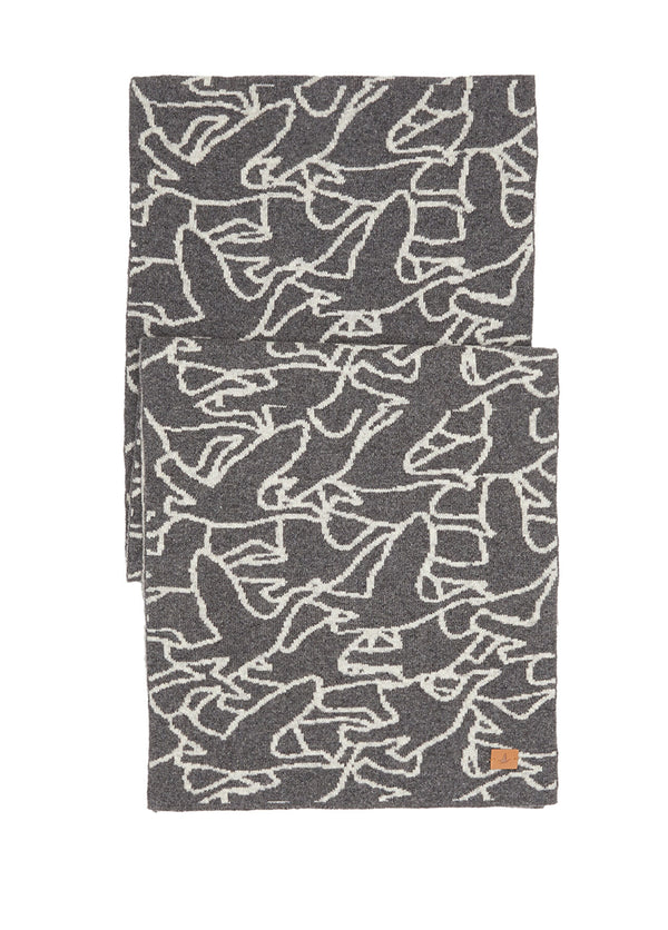 Beymen Club Logo Jacquard Wool Scarf Grey