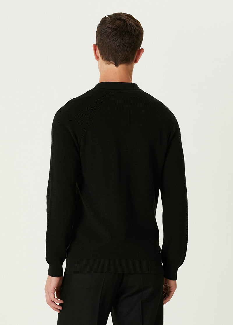 Beymen Club Men Polo Raglan Sleeve Wool Sweater Black