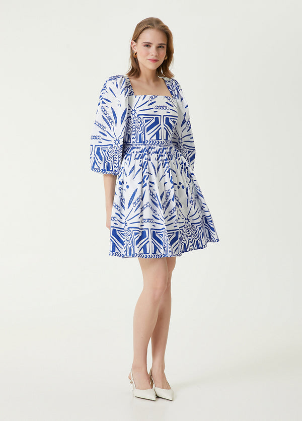 Beymen Club Patterned Mini Dress Blue