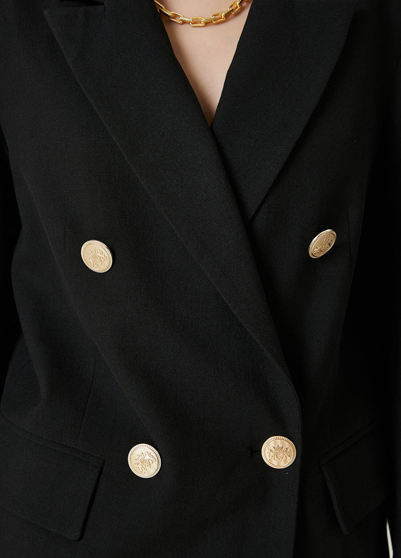 Beymen Club Double Breasted Linen Blazer Black