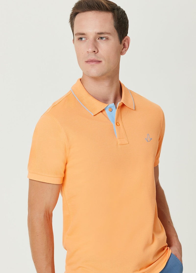 Beymen Club Men Slim Fit Polo Neck T-Shirt Orange