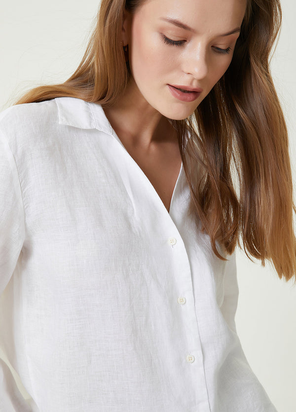 Beymen Club Solid Linen Shirt Off White