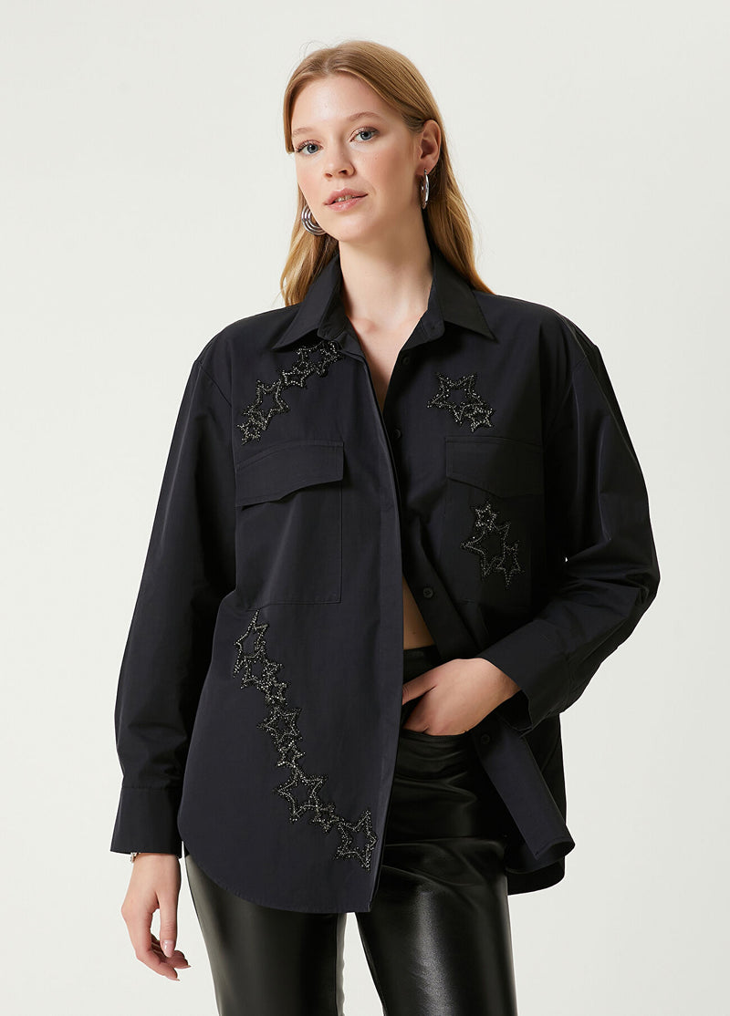 Beymen Club Embellished Technical Over Shirt Black