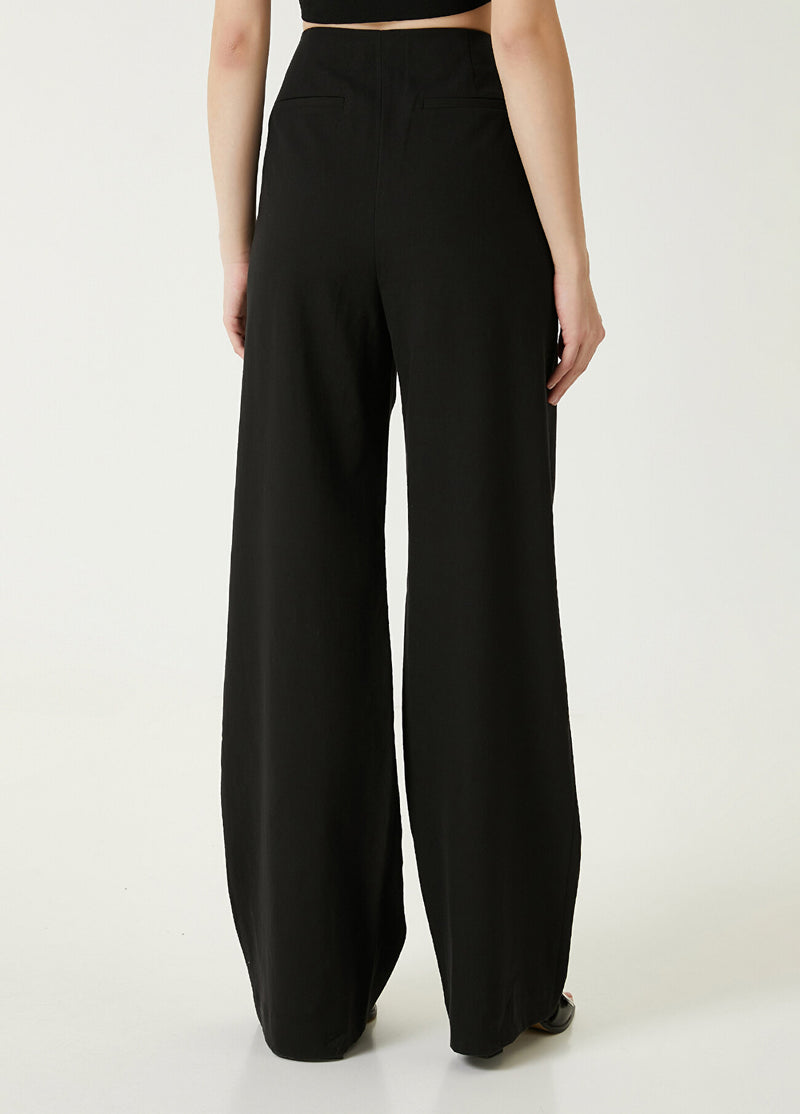 Beymen Club Wide Leg Linen Trousers Black