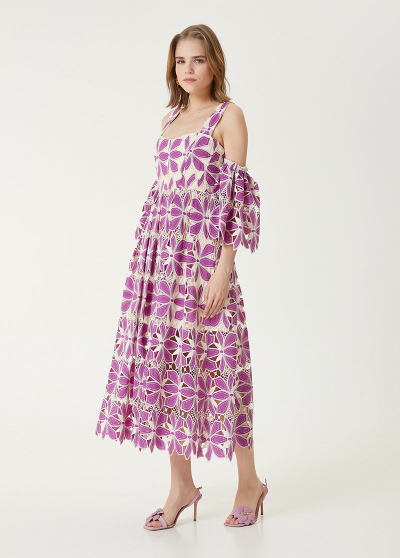 Beymen Club Flower Embroidered Maxi Dress Purple