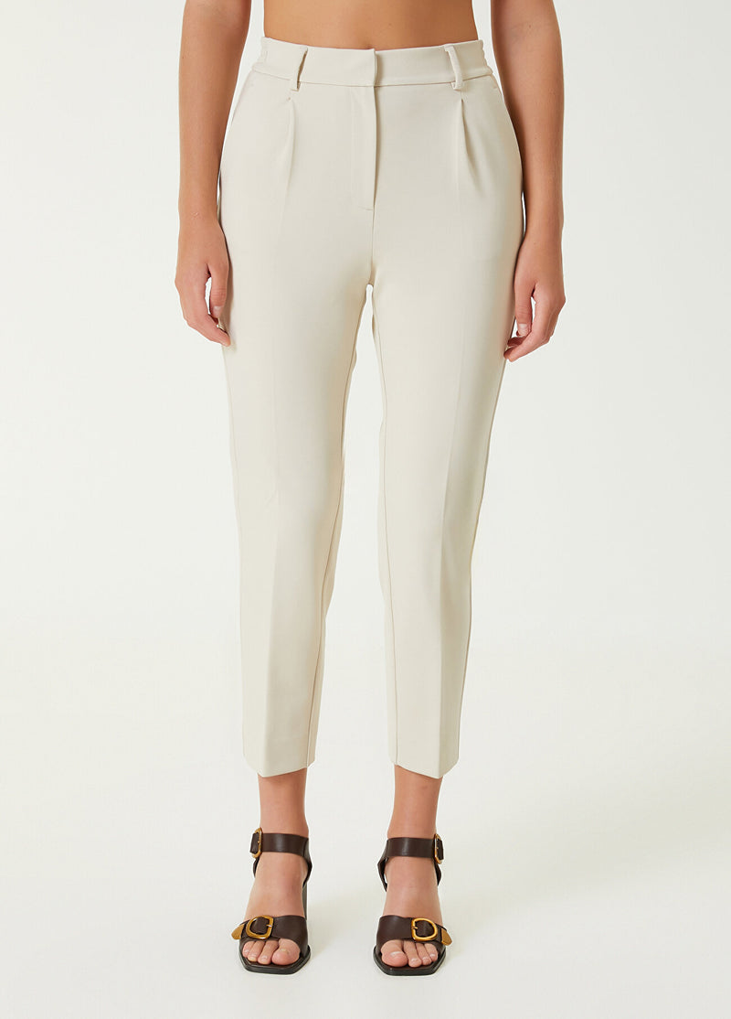 Beymen Club High Waist Pleated Detail Trousers Beige