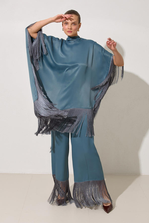 Setre Tassel Detailed Blouse And Trousers Set Crystal