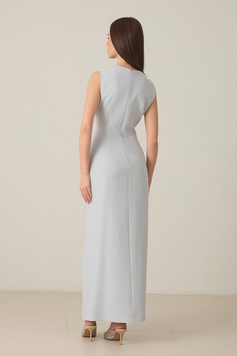 Setre Low-Cut Bow Detail Sleeveless Dress Light Grey