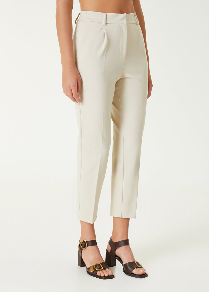 Beymen Club High Waist Pleated Detail Trousers Beige