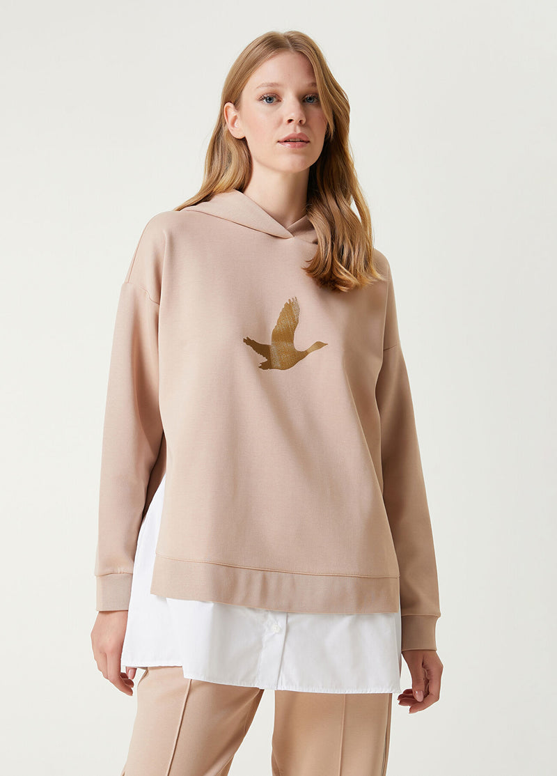 Beymen Club Shirt Detailed Sweatshirt Beige