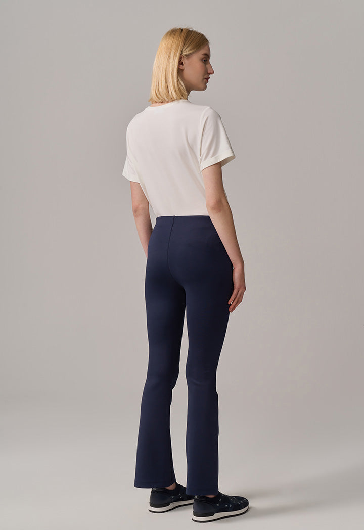 Choice Straight Legs Pin Tuck Basic Trousers Navy