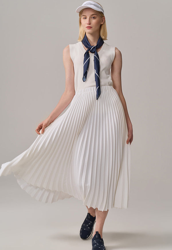 Choice High Waist Pleated Skirt Off White