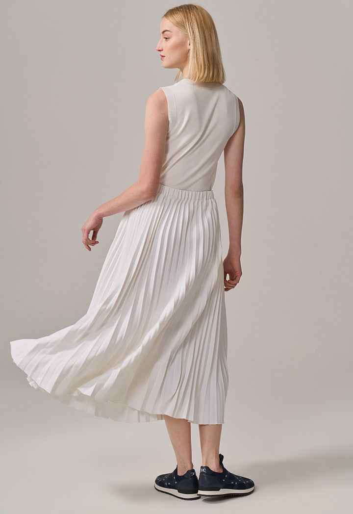 Choice High Waist Pleated Skirt Off White