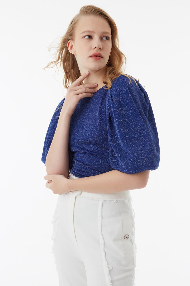 Exquise Blouse Short L/Sl Blue - Wardrobe Fashion