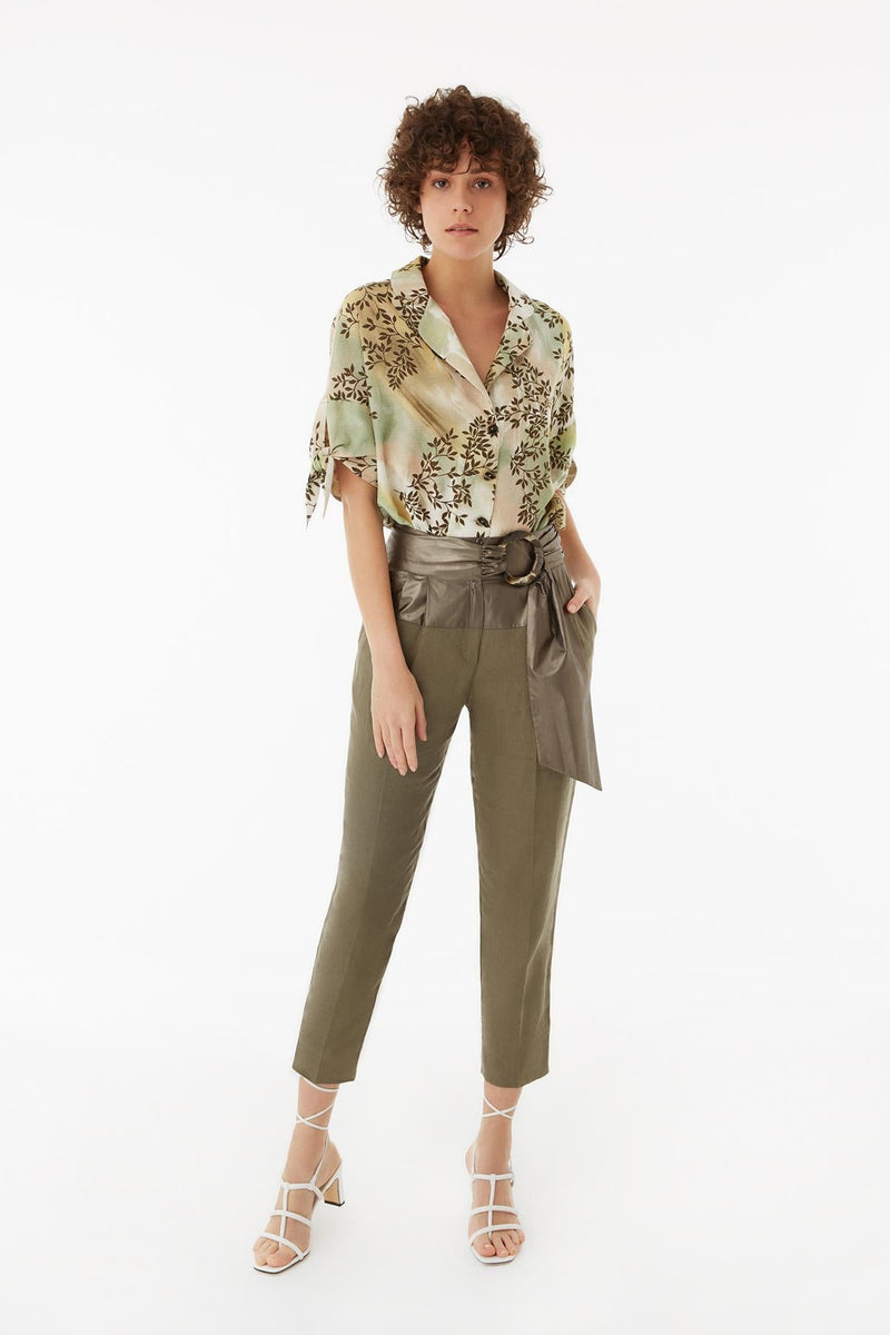 Exquise Trouser +Belt Khaki - Wardrobe Fashion