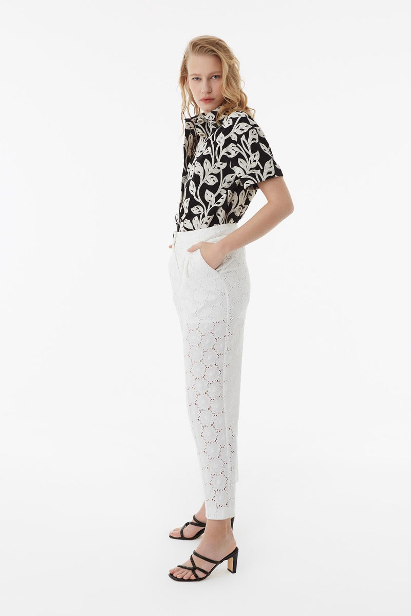 Exquise Trouser Embroied Off White - Wardrobe Fashion