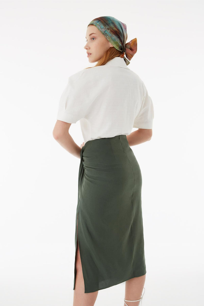 Exquise Skirt Pleat Khaki - Wardrobe Fashion