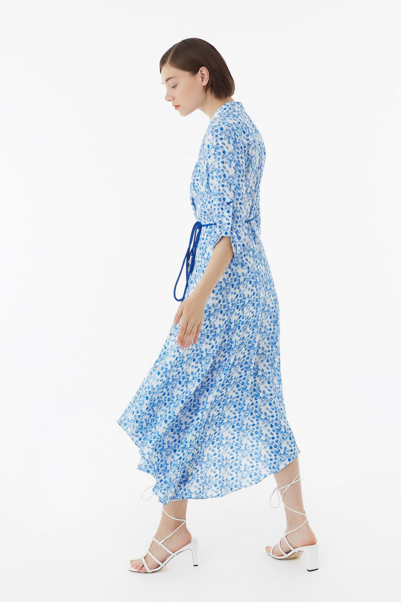 Exquise Dress Print 3/4 Sl Sky Blue - Wardrobe Fashion