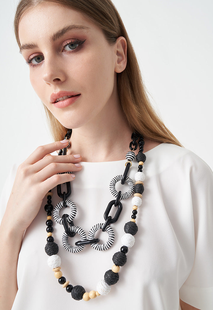 Choice Multi-Necklace With Ring Round Detail Black