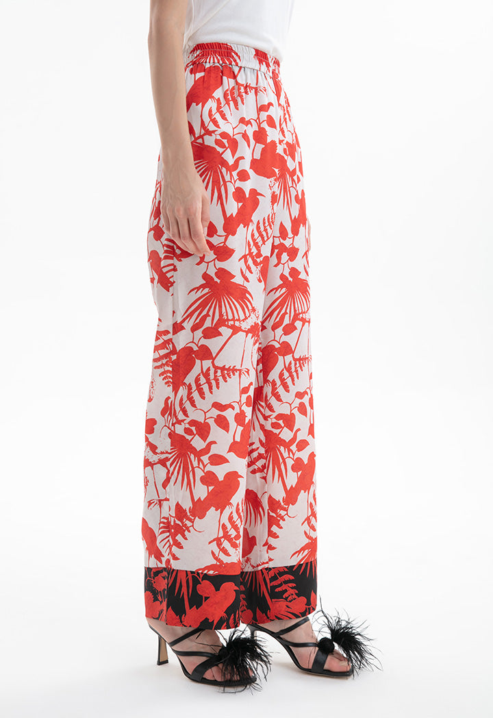 Choice Printed Contrast Wide Leg Trouser Print