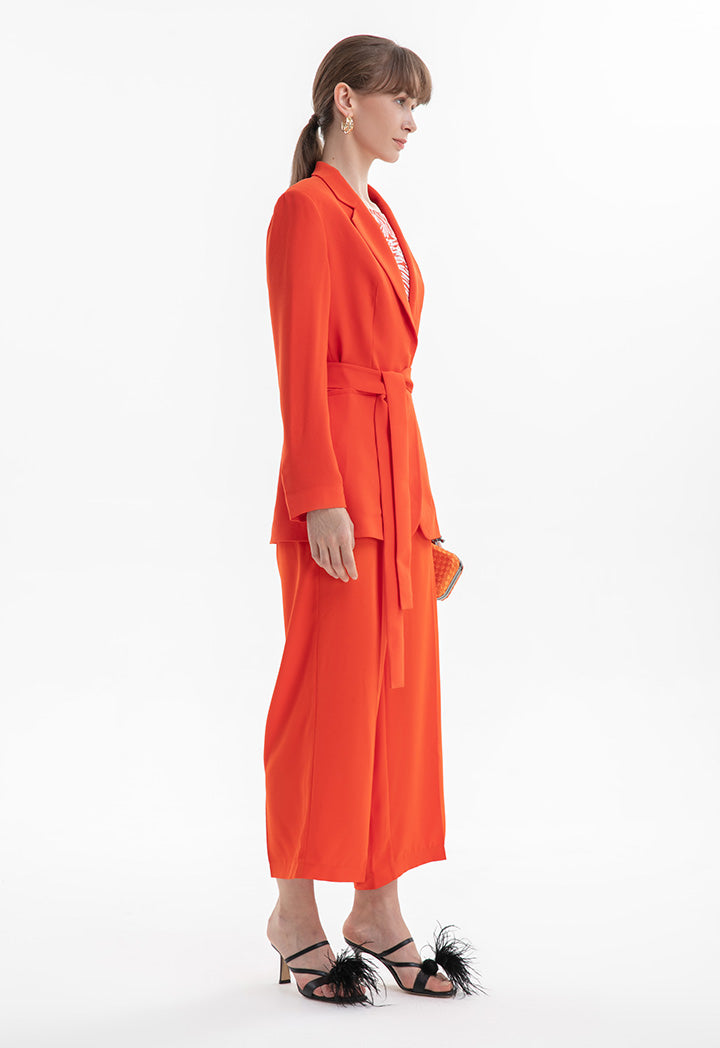 Choice Solid Belted Jacket Orange