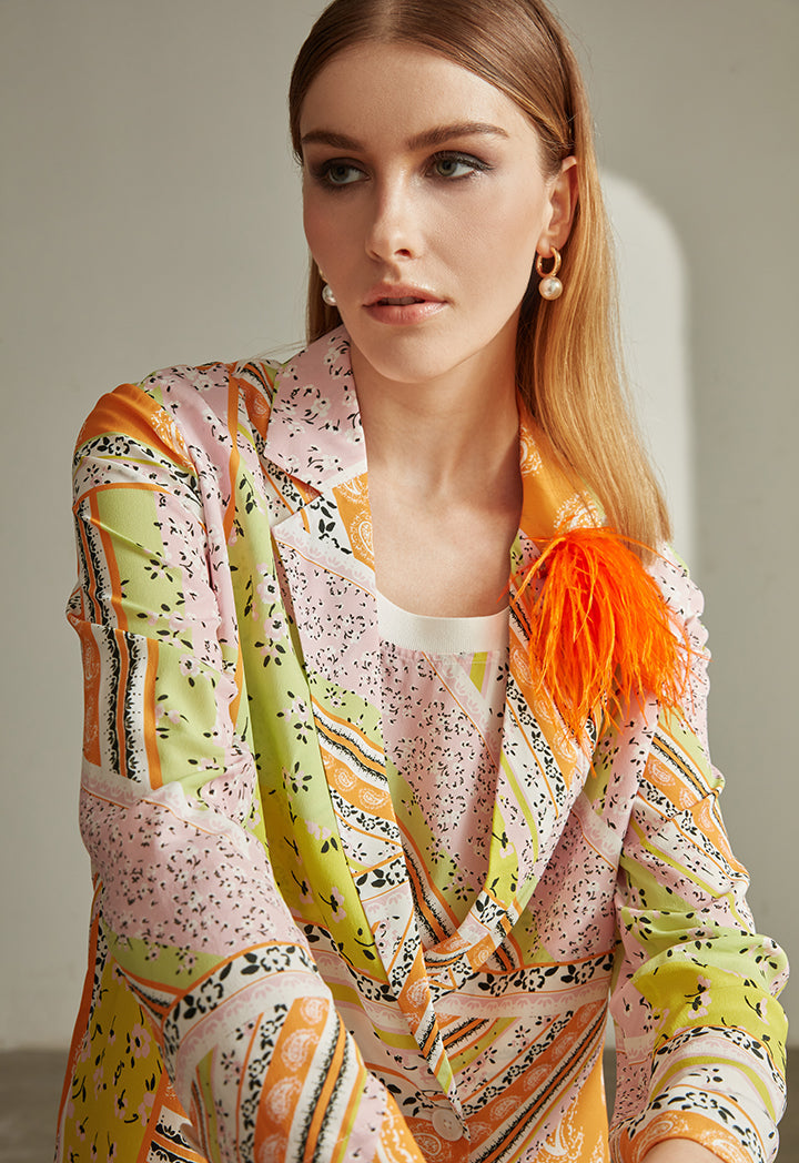 Choice Disty Printed Overlap Jacket Multi Color