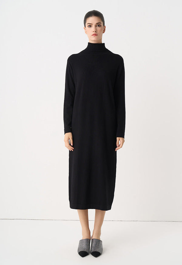 Choice Turtleneck Basic Maxi Dress Black