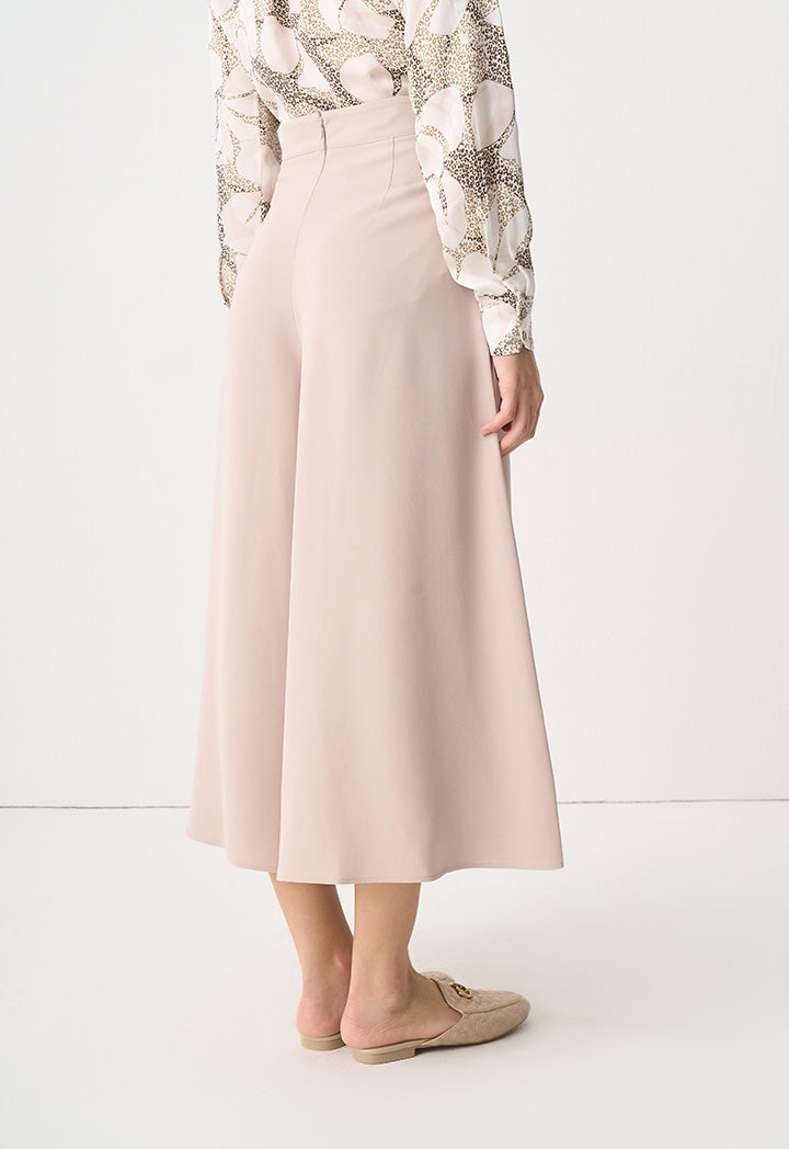 Choice Single Tone Wide Legs Culottes Taupe