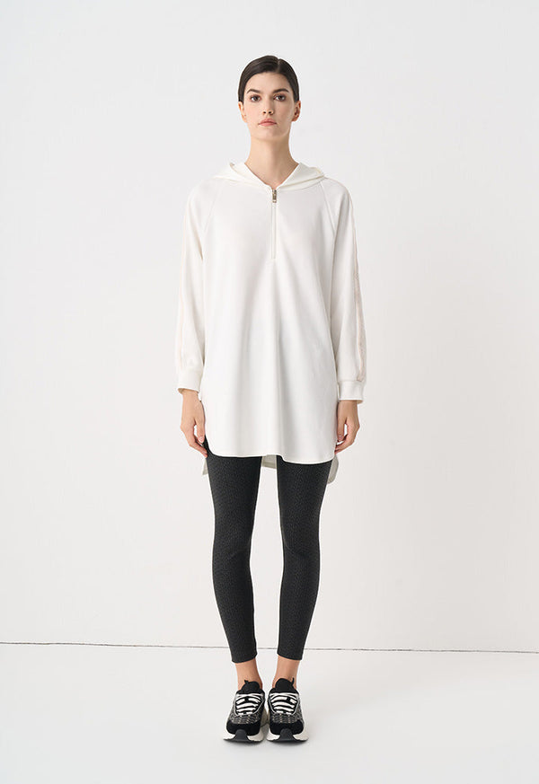 Choice Raglan Sleeves High-Low Hoodie Off White