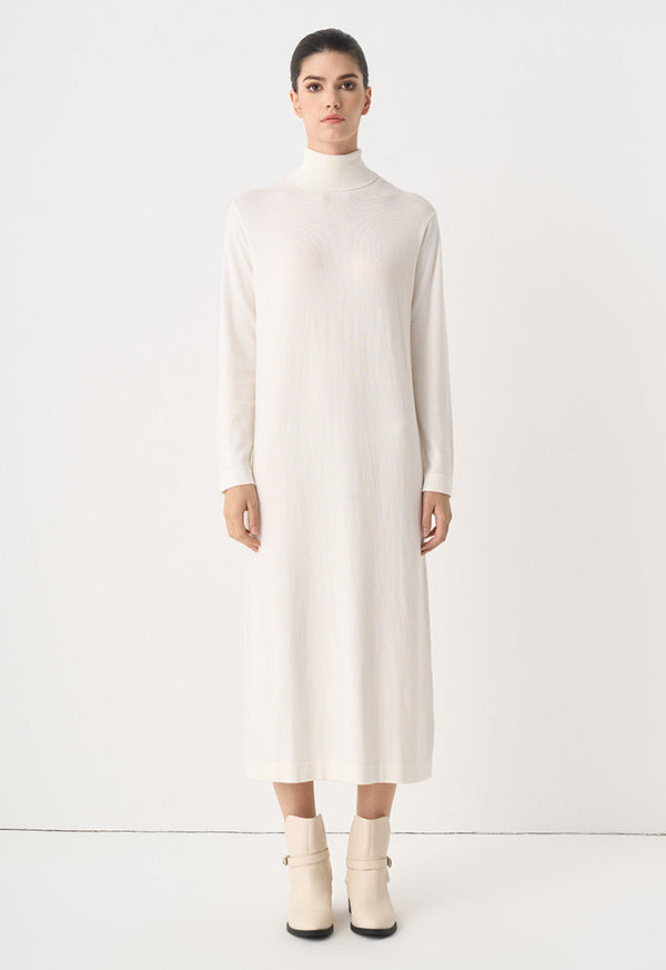 Choice Turtleneck Basic Maxi Dress Off White