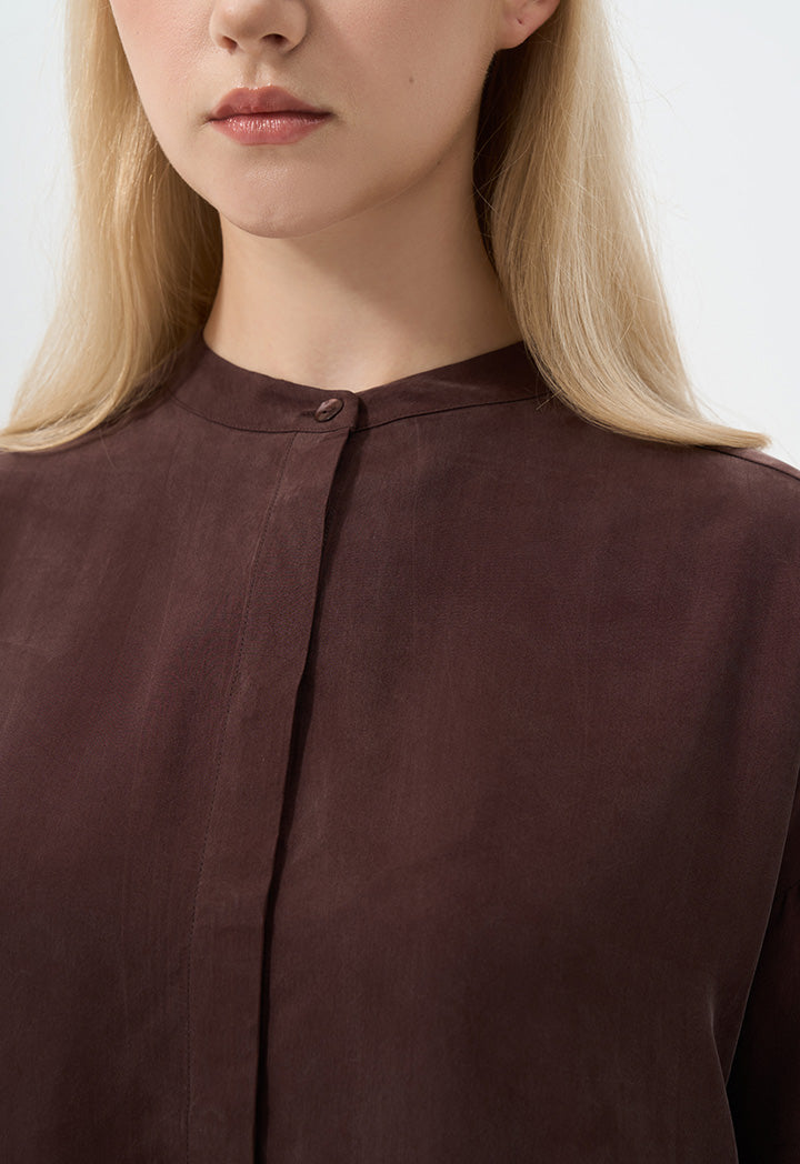 Choice Solid Long Sleeve Shirt Brown