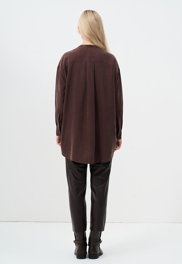 Choice Solid Long Sleeve Shirt Brown